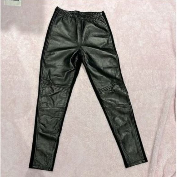 *NWT* 100% Lambskin Leather High-Waist Panel Leggings - Picture 2 of 15